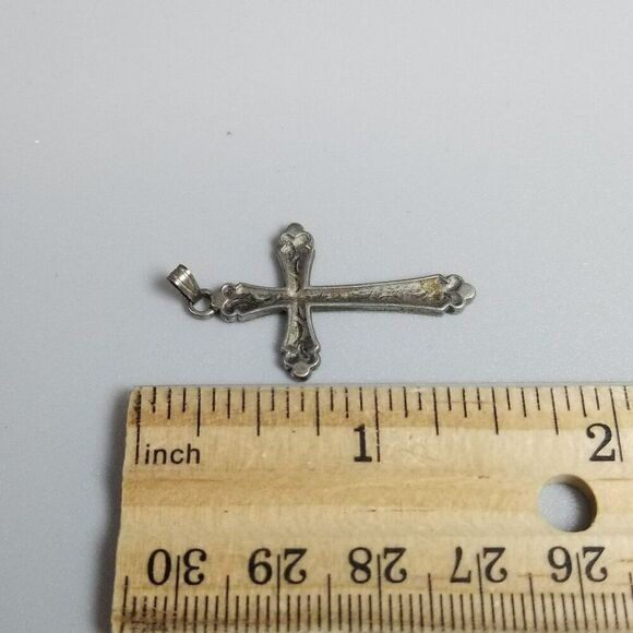 Vintage Sterling Silver Cross Pendant, Signed, Religious, Estate, Charm - Picture 5 of 10